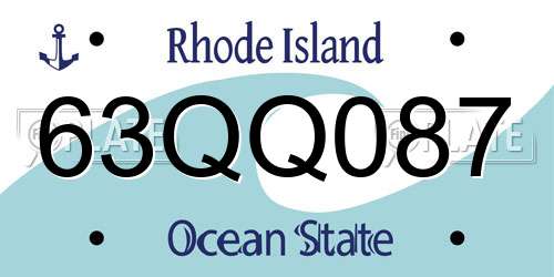 63QQ087 Rhode Island License Plate