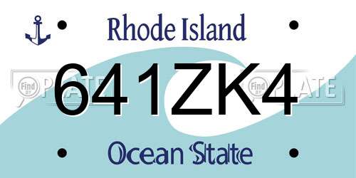 641ZK4 Rhode Island License Plate