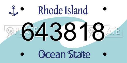 643818 Rhode Island License Plate