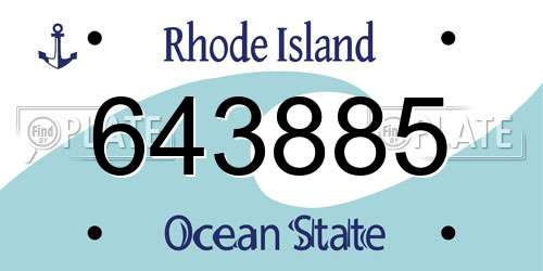 643885 Rhode Island License Plate