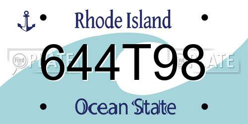 644T98 Rhode Island License Plate