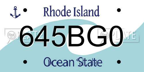 645BG0 Rhode Island License Plate
