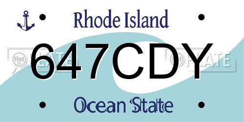 647CDY Rhode Island License Plate