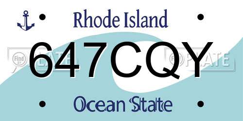 647CQY Rhode Island License Plate