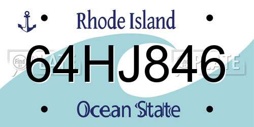 64HJ846 Rhode Island License Plate