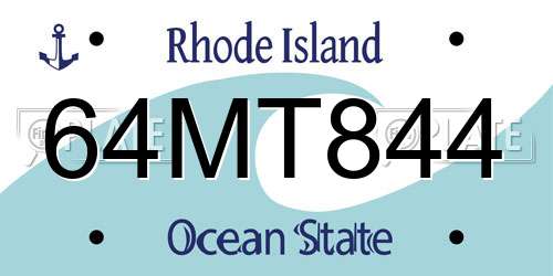 64MT844 Rhode Island License Plate