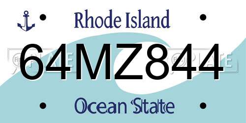 64MZ844 Rhode Island License Plate