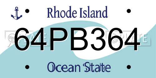 64PB364 Rhode Island License Plate