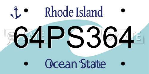 64PS364 Rhode Island License Plate