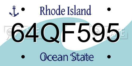 64QF595 Rhode Island License Plate