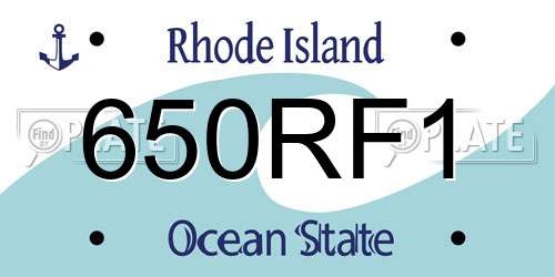 650RF1 Rhode Island License Plate