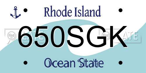 650SGK Rhode Island License Plate