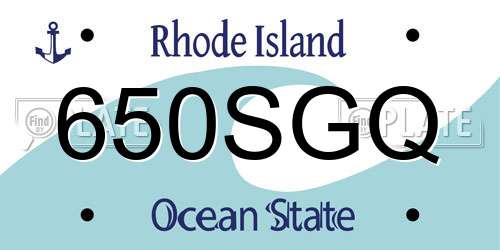 650SGQ Rhode Island License Plate