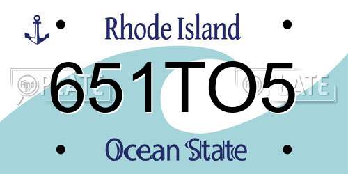 651TO5 Rhode Island License Plate