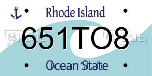 651TO8 Rhode Island License Plate