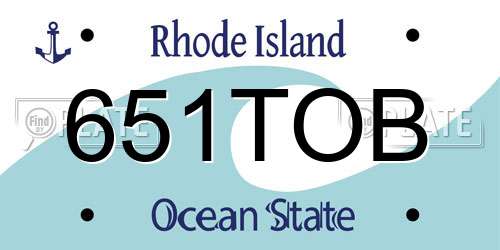 651TOB Rhode Island License Plate