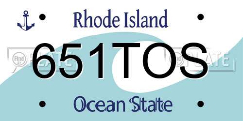 651TOS Rhode Island License Plate