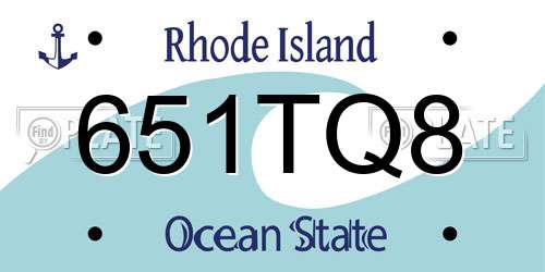 651TQ8 Rhode Island License Plate
