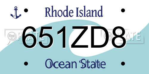 651ZD8 Rhode Island License Plate