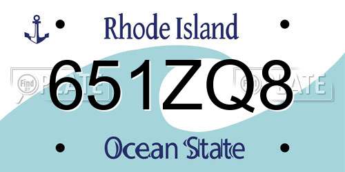 651ZQ8 Rhode Island License Plate