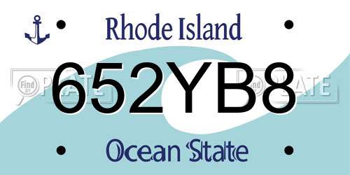 652YB8 Rhode Island License Plate