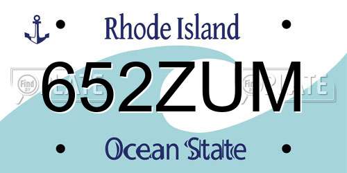 652ZUM Rhode Island License Plate