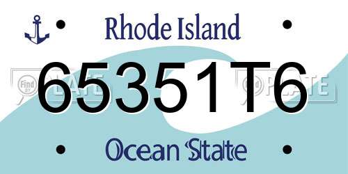 65351T6 Rhode Island License Plate
