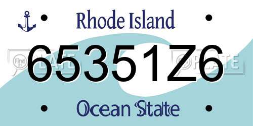 65351Z6 Rhode Island License Plate