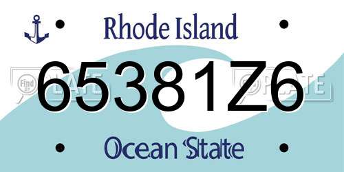 65381Z6 Rhode Island License Plate