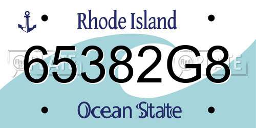 65382G8 Rhode Island License Plate