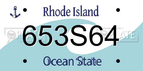 653S64 Rhode Island License Plate