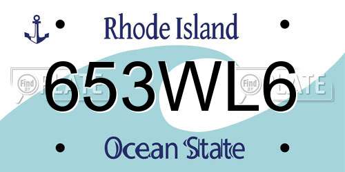 653WL6 Rhode Island License Plate