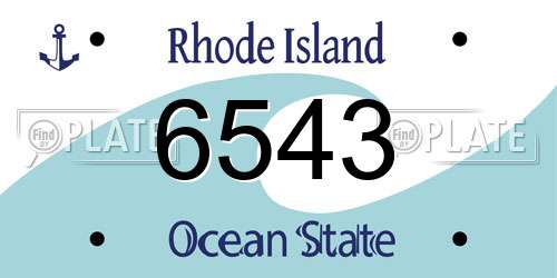 6543 Rhode Island License Plate