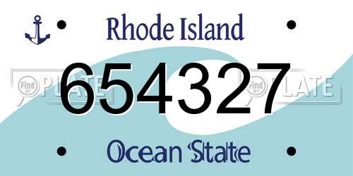 654327 Rhode Island License Plate