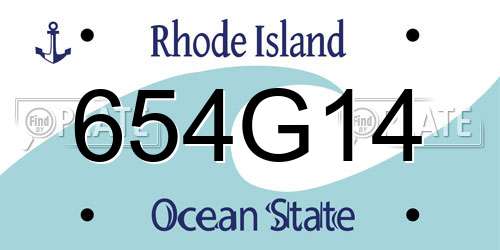 654G14 Rhode Island License Plate