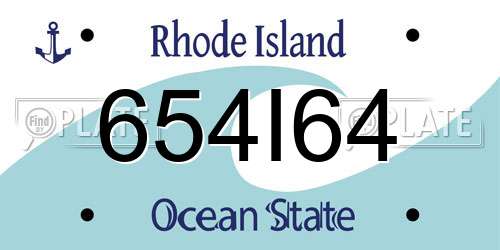 654I64 Rhode Island License Plate