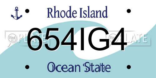 654IG4 Rhode Island License Plate