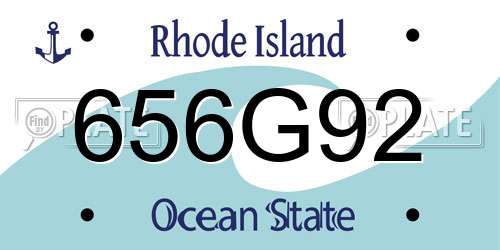 656G92 Rhode Island License Plate