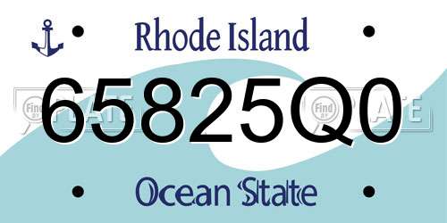 65825Q0 Rhode Island License Plate