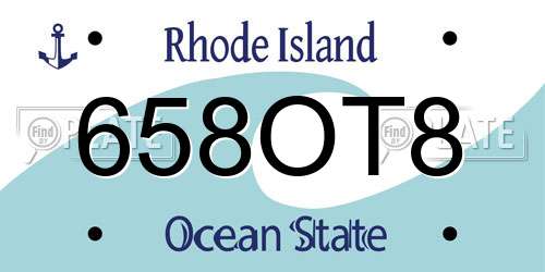 658OT8 Rhode Island License Plate