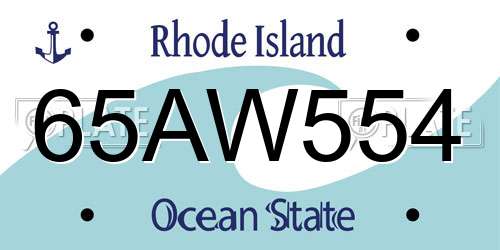 65AW554 Rhode Island License Plate