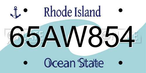 65AW854 Rhode Island License Plate