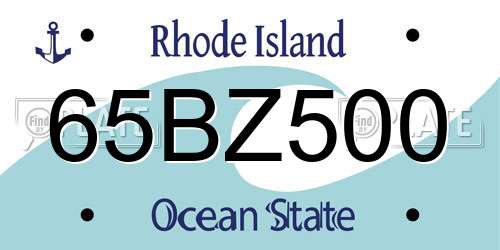 65BZ500 Rhode Island License Plate