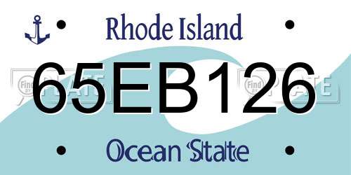 65EB126 Rhode Island License Plate