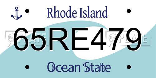 65RE479 Rhode Island License Plate