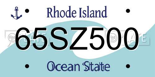 65SZ500 Rhode Island License Plate