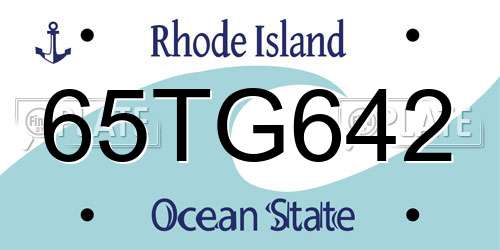 65TG642 Rhode Island License Plate