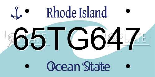 65TG647 Rhode Island License Plate