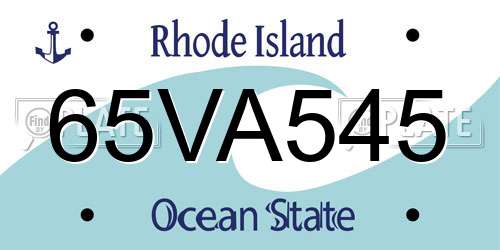 65VA545 Rhode Island License Plate