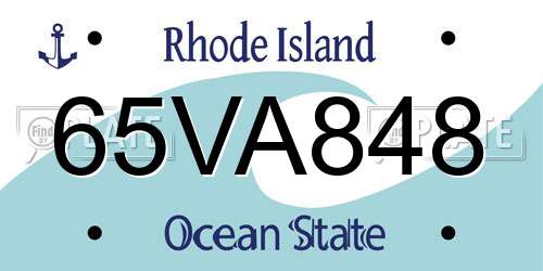 65VA848 Rhode Island License Plate
